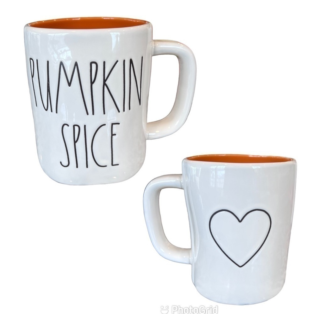 Rae Dunn Pumpkin Spice Heart Mug Double Sided Farmhouse Thanksgiving NWOT